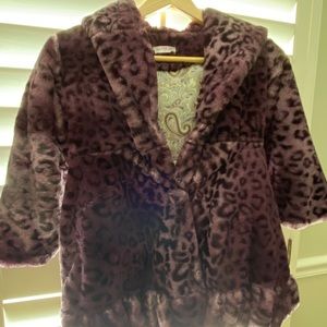 Soft leopard print violet girl’s pea coat